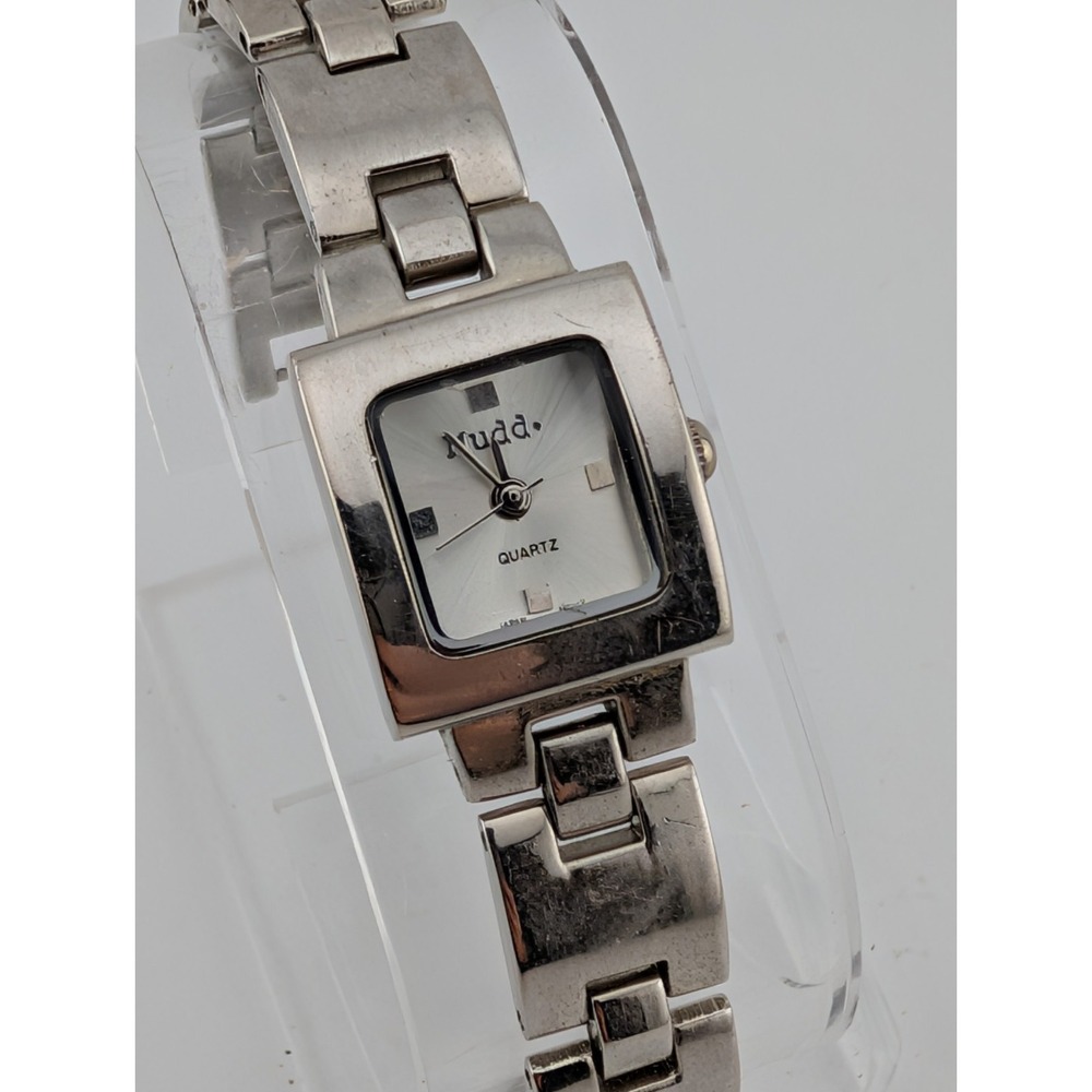 Vintage MUDD Watch Women 18mm Case Silver 6.75" Band- New Battery